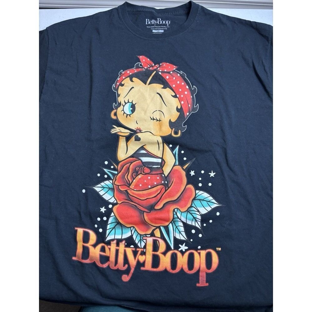 Betty Boop T-Shirt Top Pin Up Americana Style Tattoo Black Size XXL‎ 18 20